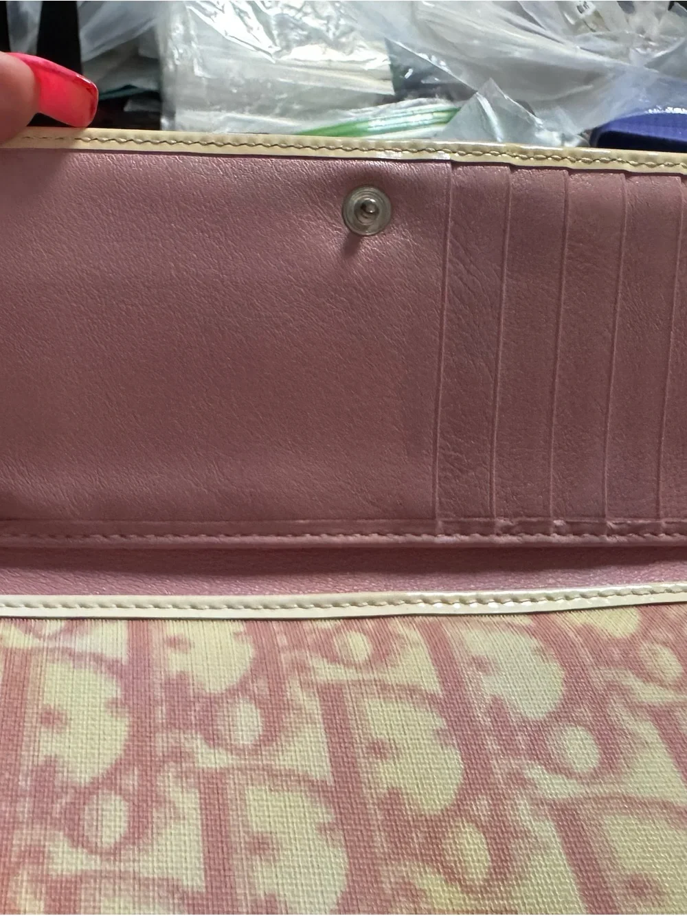 Doir Pink Monogram Canvas Long Wallet